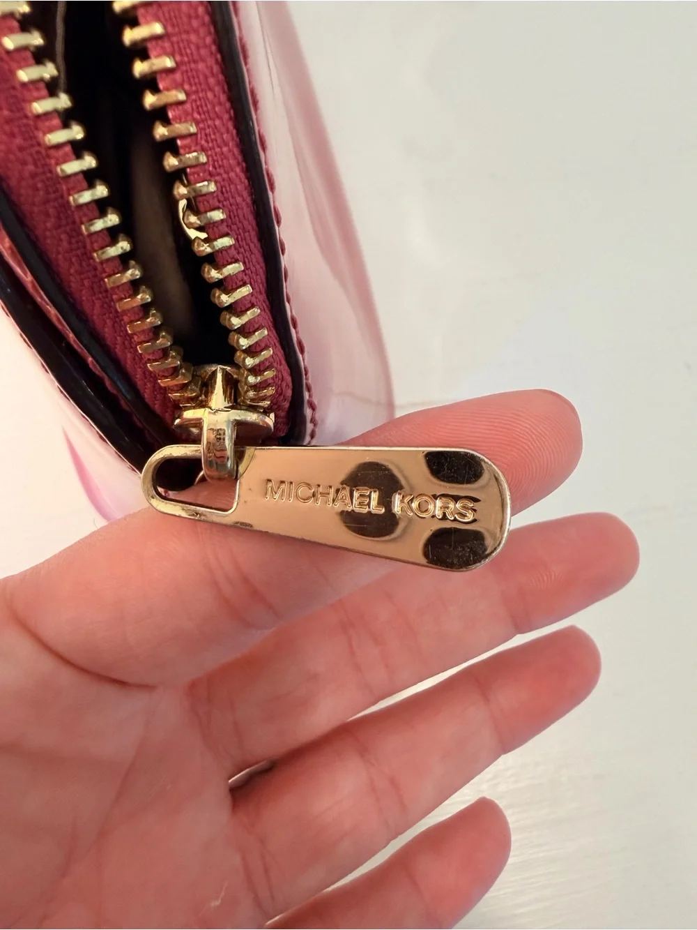 Michael Kors Fuchsia Patent Leather Crossbody with Gold Chain